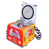 LEAN TOYS Mīkstais sensoriskais kubs ar spoguli, automašīnām un ceļa zīmēm mazuļiem