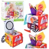 LEAN TOYS Mīkstais sensoriskais kubs ar spoguli, automašīnām un ceļa zīmēm mazuļiem