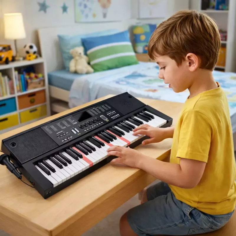 LEAN TOYS Elektroniskās klavieres ar mikrofonu 200 skaņas 61 taustiņš 78cm