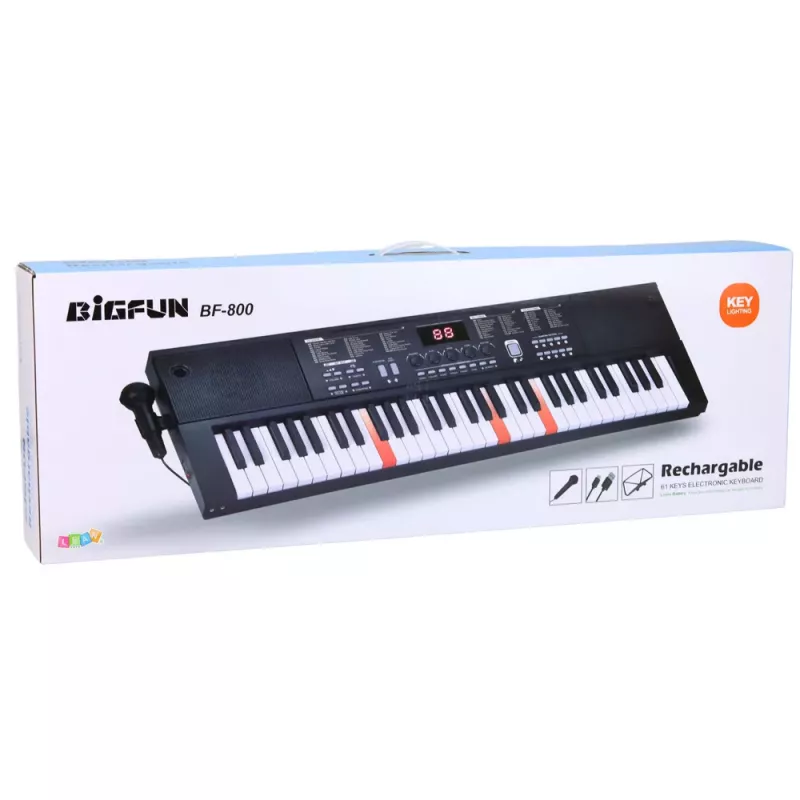 LEAN TOYS Elektroniskās klavieres ar mikrofonu 200 skaņas 61 taustiņš 78cm
