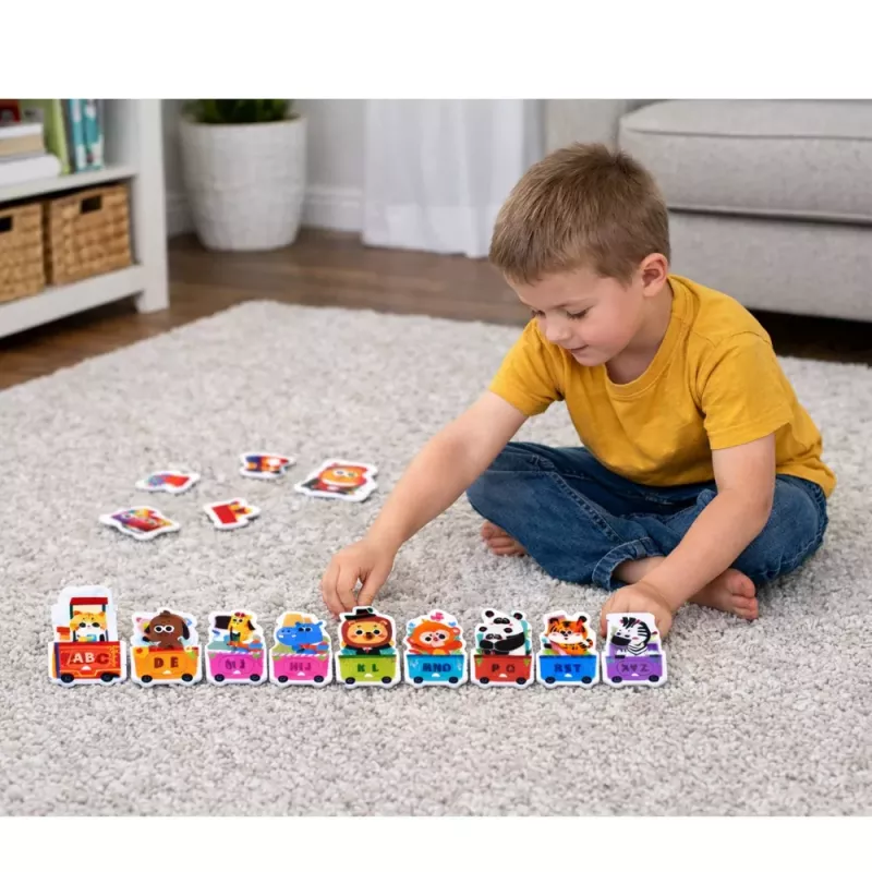 LEAN TOYS Izglītojošā Puzle Maziem Bērniem Alfabēta Vilciens Ar Dzīvniekiem 40 gab.