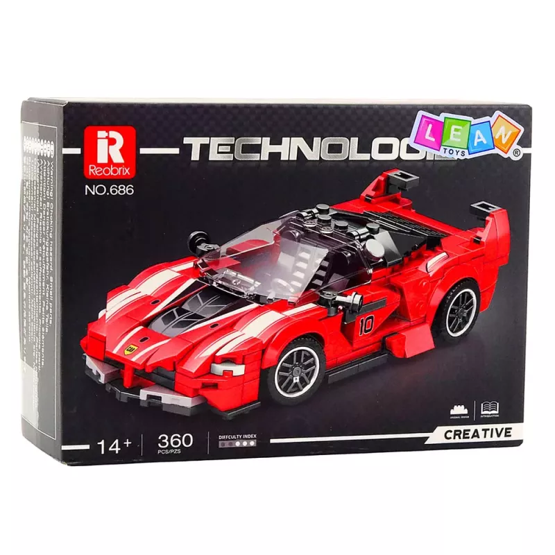 LEAN TOYS Building Blocks FXX-K Race Car Red 360 pcs.