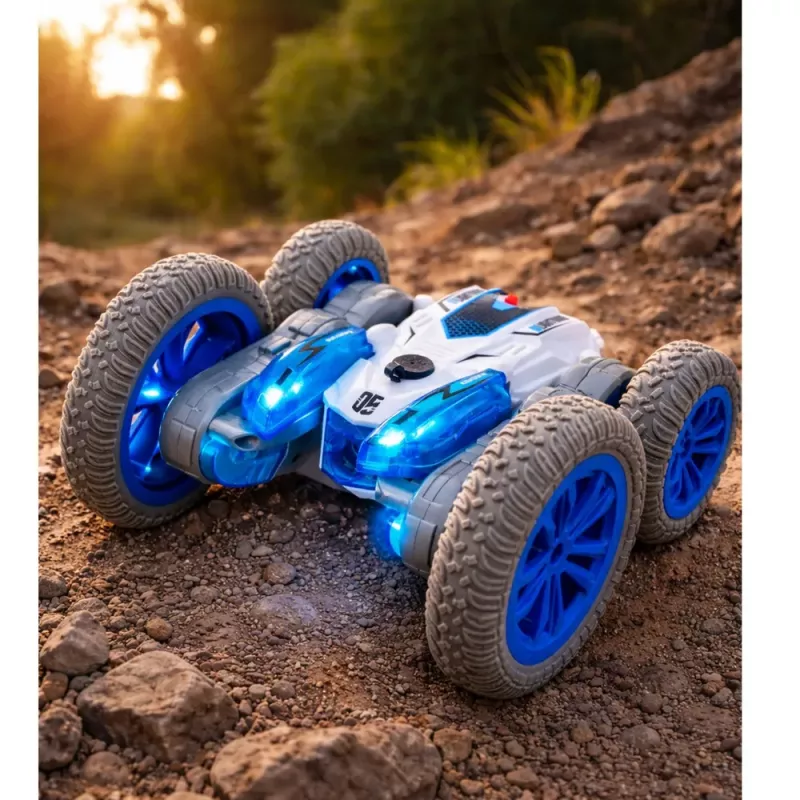 LEAN TOYS Attālināti vadāma triku automašīna RC Gaismas Dūmi Drifts 360° Zila