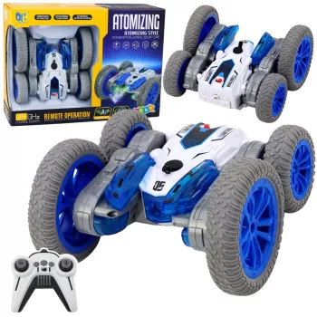 LEAN TOYS Attālināti vadāma triku automašīna RC Gaismas Dūmi Drifts 360° Zila
