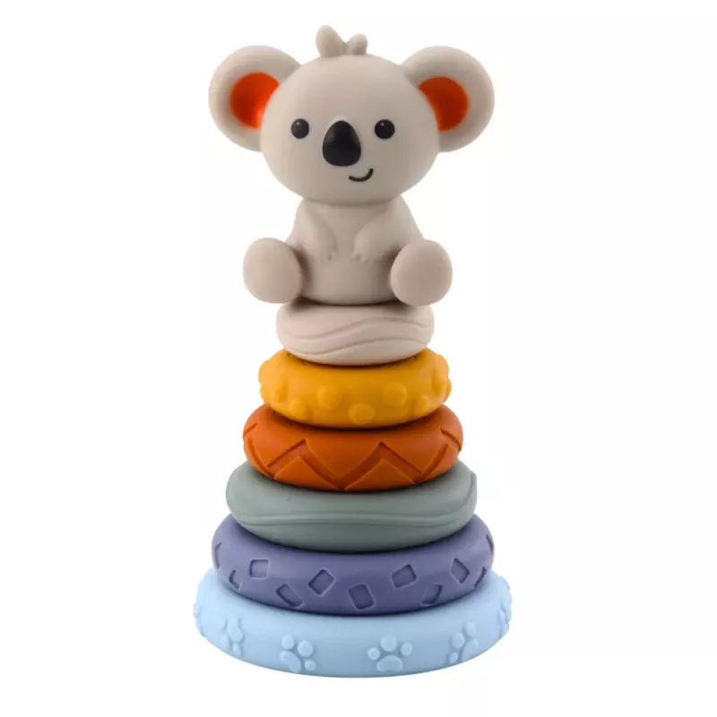 LEAN TOYS Sensoriskie izglītojošie bloki Tornis no mīkstiem gumijas blokiem Koala 13 gab.