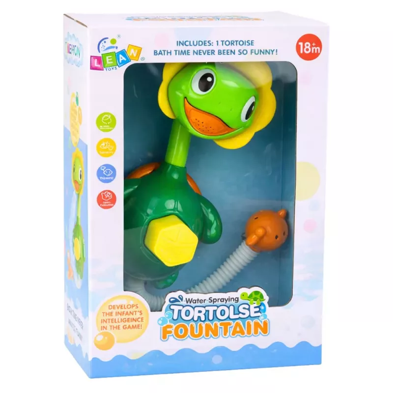 LEAN TOYS Vannas rotaļlieta Bruņurupucis ar Zivs strūklaku Dušas piesūcekņiem