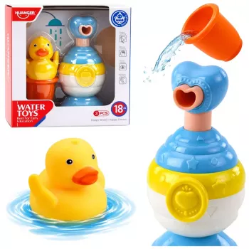 LEAN TOYS Vannas rotaļlietu komplekts Pīles ziepju dozators Krūze Zila