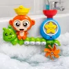 LEAN TOYS Ūdens vannas rotaļlieta Pērtiķis Kāpurs Krūzītes ar piesūcekņiem