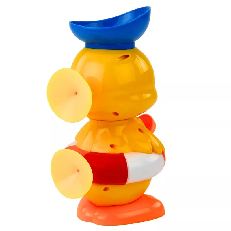 LEAN TOYS Interaktīvā vannas rotaļlieta Pīle ar dzirnaviņām, piesūcekņiem un karoti