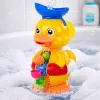 LEAN TOYS Interaktīvā vannas rotaļlieta Pīle ar dzirnaviņām, piesūcekņiem un karoti