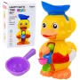 LEAN TOYS Interaktīvā vannas rotaļlieta Pīle ar dzirnaviņām, piesūcekņiem un karoti