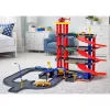 LEAN TOYS Daudzstāvu autostāvvieta 4 līmeņi ar liftu, helikopteru un automašīnām 70 daļas