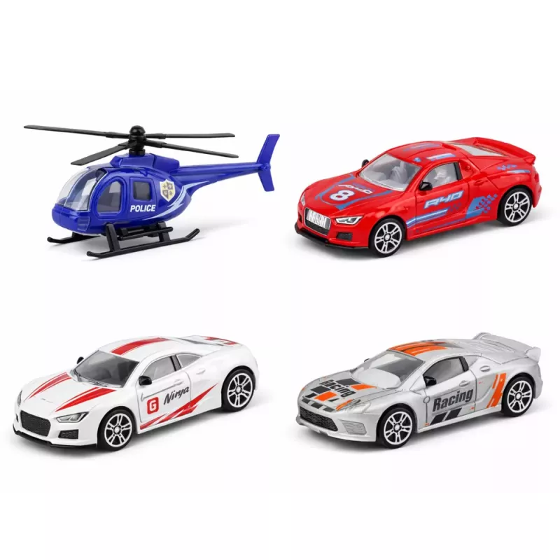 LEAN TOYS Daudzstāvu autostāvvieta 4 līmeņi ar liftu, helikopteru un automašīnām 70 daļas