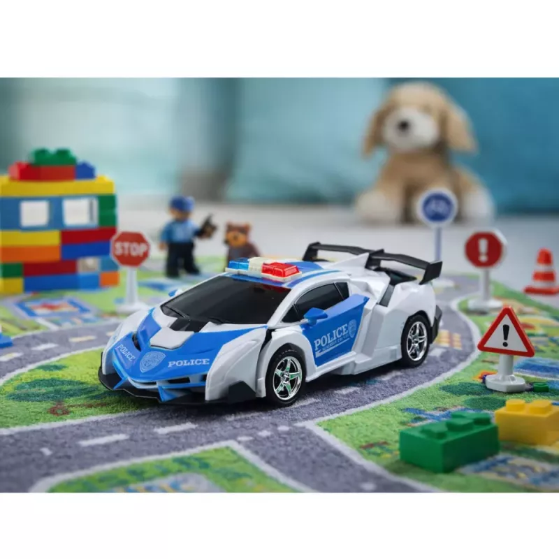 LEAN TOYS Auto Robot 2in1 Policijas tālvadības auto RC 1:18