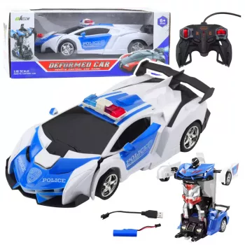 LEAN TOYS Auto Robot 2in1 Policijas tālvadības auto RC 1:18