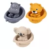 LEAN TOYS Vannas rotaļlietu komplekts Dzīvnieki laivās ar slidkalniņu 11 gab.