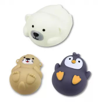LEAN TOYS Vannas rotaļlietu komplekts Makšķerēšanas gumijas dzīvnieki Pasteļkrāsas sietiņš 4 gab.