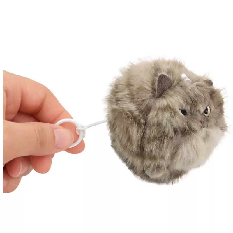 LEAN TOYS Plush Brown Kitten Keychain with Wiggle Tail and Squeaking Sound, 9 cm
