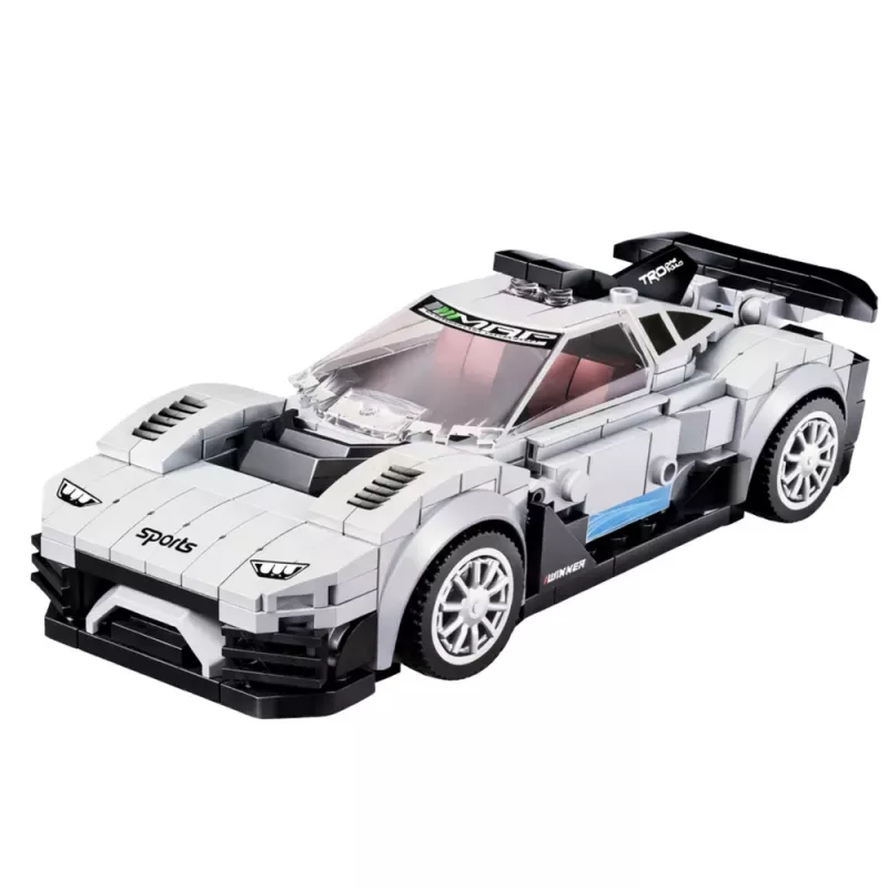 LEAN TOYS Konstrukcijas klucīši Sacīkšu auto Robots 2in1 Balts 320 gab.