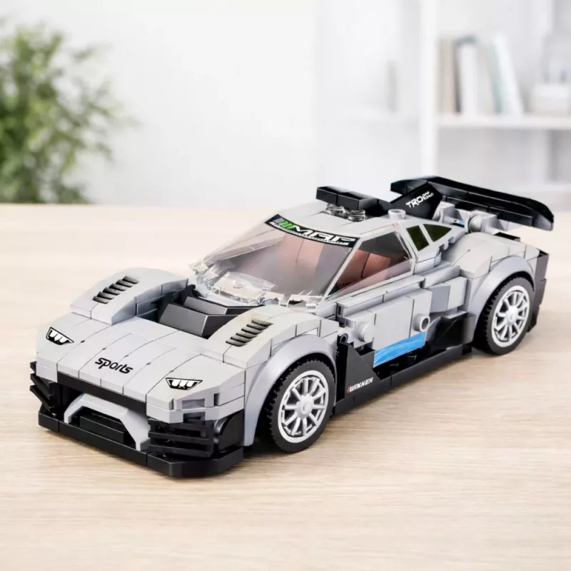 LEAN TOYS Konstrukcijas klucīši Sacīkšu auto Robots 2in1 Balts 320 gab.