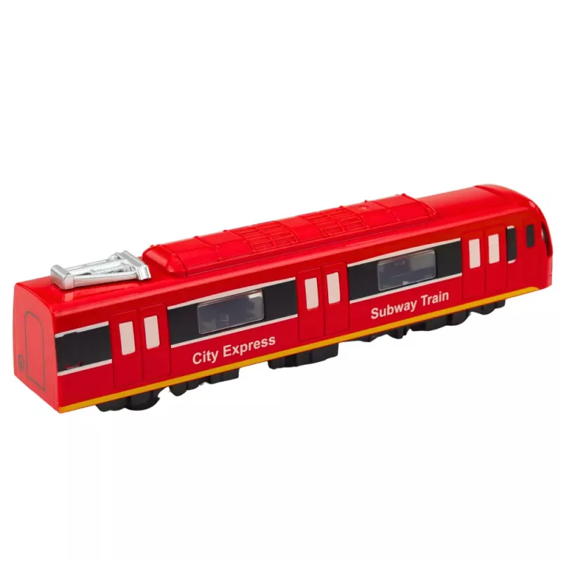 LEAN TOYS Metro Train City Express ar atveramām durvīm, gaismām un skaņām, sarkans