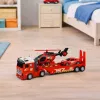 LEAN TOYS Ugunsdzēsēju glābšanas komplekts ar ugunsdzēsēju mašīnu, evakuatoru, helikopteru, automašīnu, gaismām un skaņu