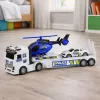 LEAN TOYS Policijas kravas auto, evakuators, helikopters, automašīna ar gaismām un skaņām
