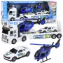 LEAN TOYS Policijas kravas auto, evakuators, helikopters, automašīna ar gaismām un skaņām