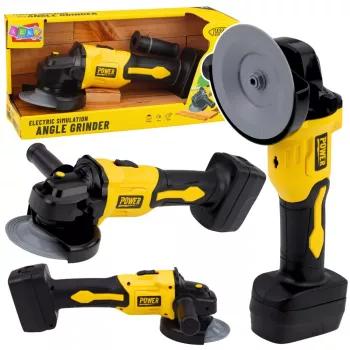 LEAN TOYS Rotaļlietu leņķa slīpmašīna bērniem ar skaņu, dzeltena