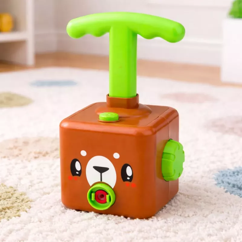 LEAN TOYS Rotaļlietu komplekts ar balonu palaidēju, automašīnām un rotaļu lācīti bērniem