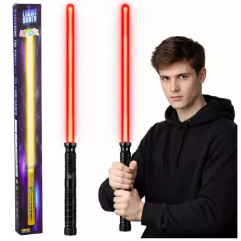 LEAN TOYS LED lāzera gaismas zobens ar skaņām, metāla rokturis, 75 cm