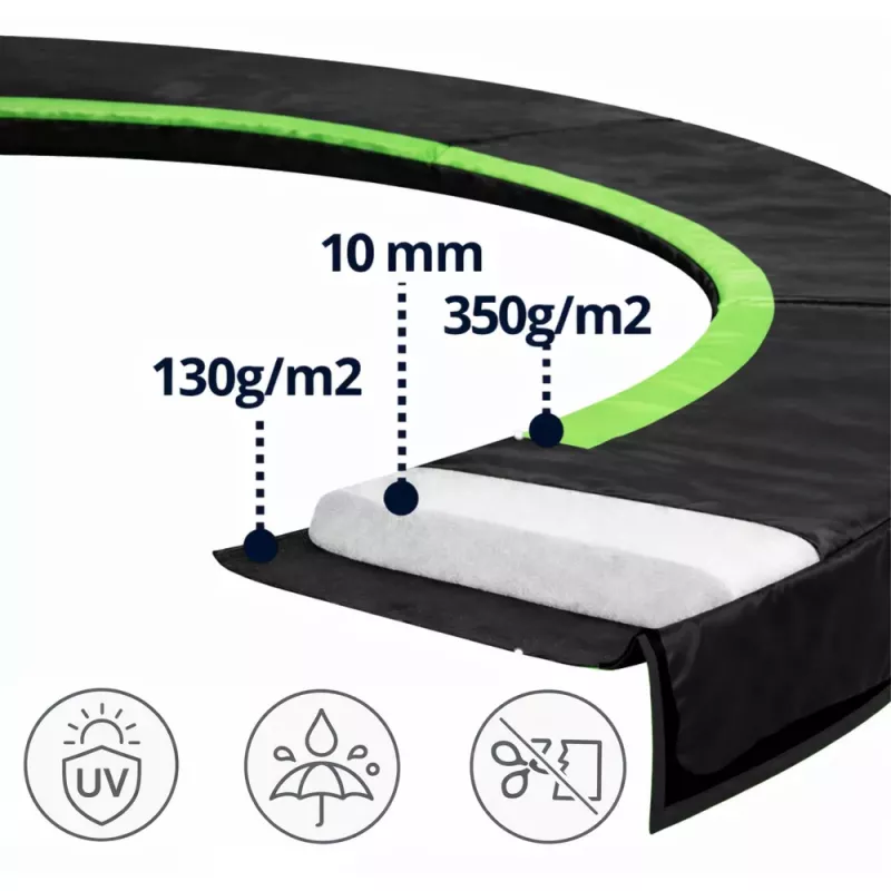 Lean Atsperu paliktnis batutam Melns 360-376 cm 12 pēdas