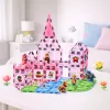 LEAN TOYS Magnētiskie bloki ar figūrām, krāsām un kartēm krāsošanai Rozā 80 gab.