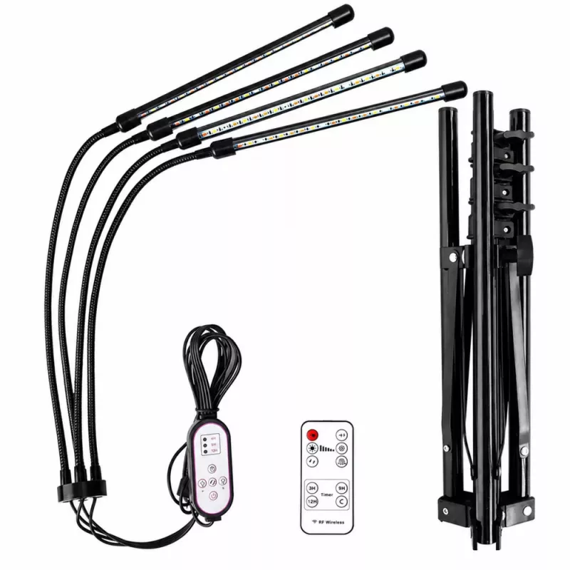 LEAN LED Lamp for Growing Crops and Illuminating Plants, 4-Panel Stand, Remote Control
