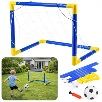 LEAN TOYS Sporta komplekts futbolam, vārti, bumba, sūknis 62x40cm