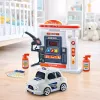 LEAN TOYS Interaktīvā policijas automašīna ar degvielas uzpildes staciju, gaismām, skaņām un dūmiem