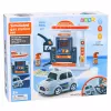 LEAN TOYS Interaktīvā policijas automašīna ar degvielas uzpildes staciju, gaismām, skaņām un dūmiem