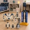 LEAN TOYS Kosmosa stacija Raķete Space Shuttle Satelīti Kosmonauti Gaismas