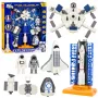 LEAN TOYS Kosmosa stacija Raķete Space Shuttle Satelīti Kosmonauti Gaismas