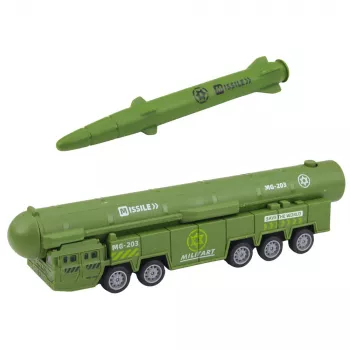 LEAN TOYS Militārais komplekts ar kravas automašīnu, iznīcinātājiem un motorizētu raķešu palaidēju