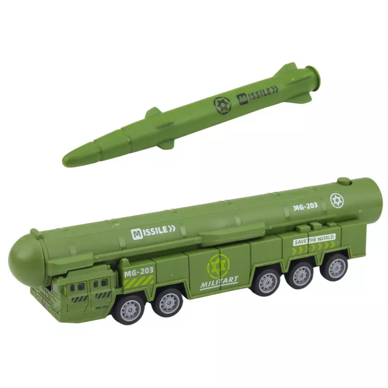 LEAN TOYS Militārais komplekts ar kravas automašīnu, iznīcinātājiem un motorizētu raķešu palaidēju