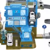 LEAN TOYS Interaktīvā kosmosa stacija ar autostāvvietu un raķeti ar gaismām un skaņām