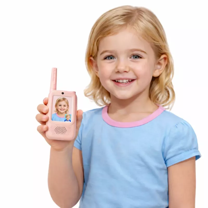 LEAN TOYS Bērnu rācijas ar video ierakstīšanas kameru, rozā