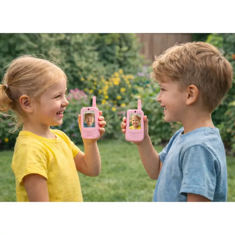 LEAN TOYS Bērnu rācijas ar video ierakstīšanas kameru, rozā