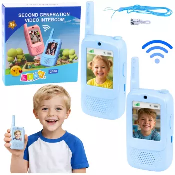 LEAN TOYS Walkie Talkies Bērniem ar Video un Kameras Ierakstu Zilā Krāsā