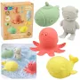 LEAN TOYS Izglītojošas vannas rotaļlietas Sensorās gumijas figūriņas Pasteļa 4 gab.