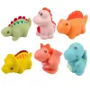 LEAN TOYS Izglītojošu gumijas dinozauru komplekts vannošanai, pasteļtoņos, 6 gab.