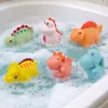 LEAN TOYS Izglītojošu gumijas dinozauru komplekts vannošanai, pasteļtoņos, 6 gab.