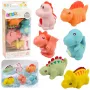 LEAN TOYS Izglītojošu gumijas dinozauru komplekts vannošanai, pasteļtoņos, 6 gab.