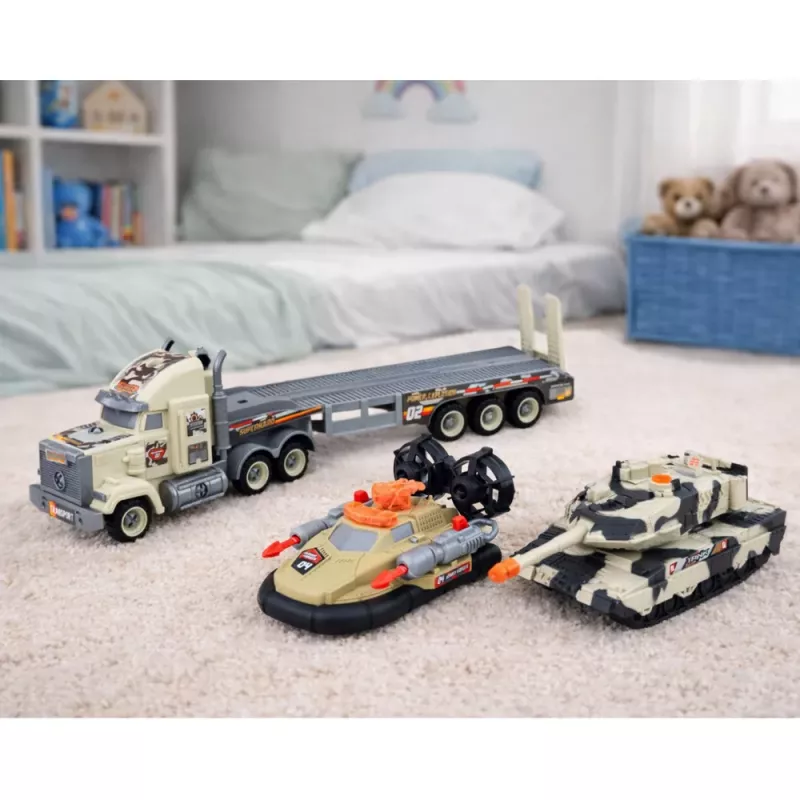 LEAN TOYS Militārais komplekts Armijas kravas automašīna Tanks Gaisa spilvens Kareivis